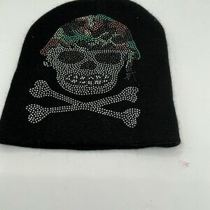 Black Skull with camo hat and Crossbones Beanie never worn